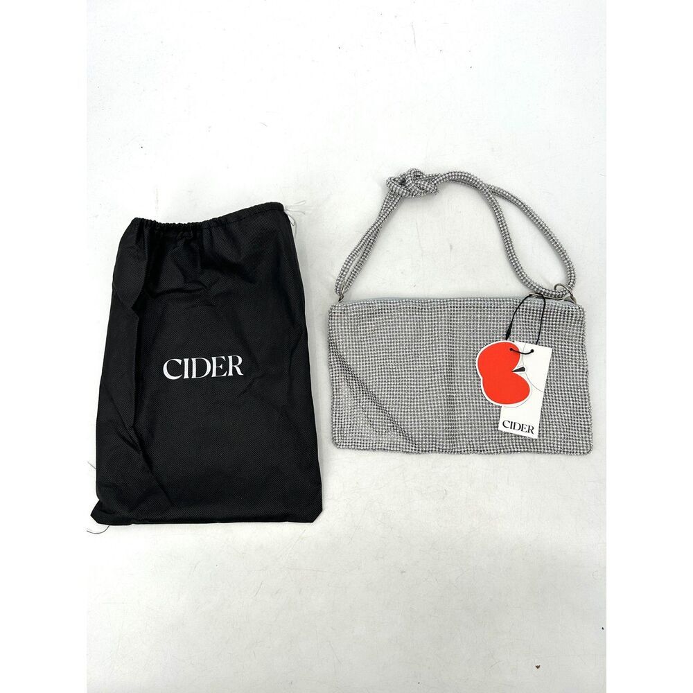 NWT CIDER Silver Rhinestone Y2K Small Shoulder Bag Knot Strap Purse Clutch